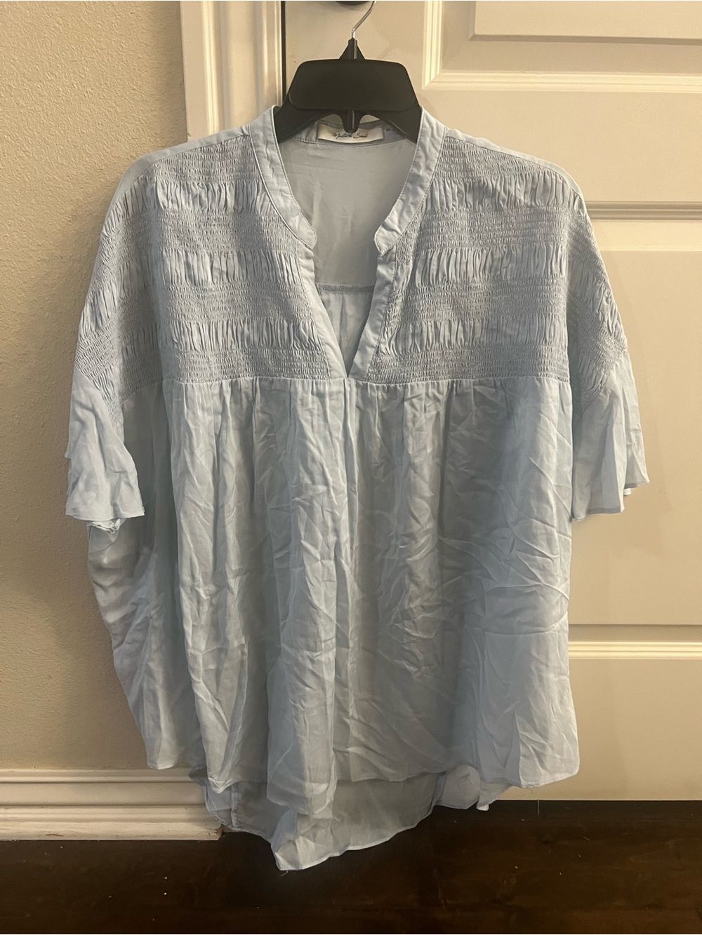Mustard Pie Light Blue Smocked Blouse